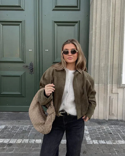 Avery | Elegante Wildleder-Bomberjacke